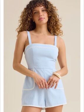 Altar’d State Light Blue Whipstitch Romper